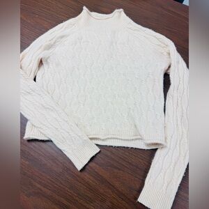 J. Crew Ivory Cable Knit Turtleneck Sweater